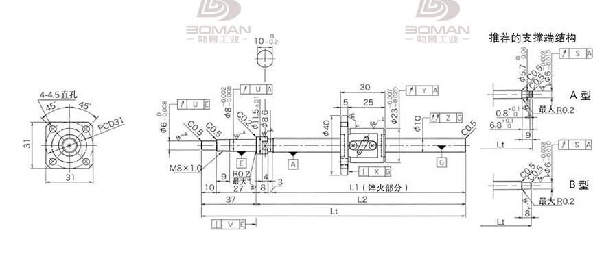 KURODA GP1002DS-EAFR-0320B-C3S 黑田丝杆和nsk丝杆对比
